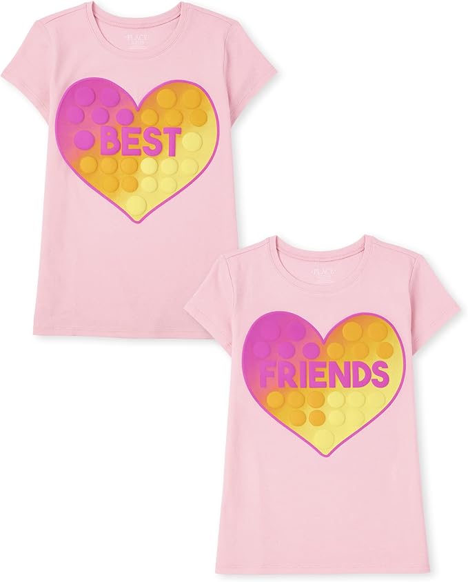 Atlantic Favorites Girls' Assorted Everyday Short Sleeve Graphic T-Shirts,multipacks 1770