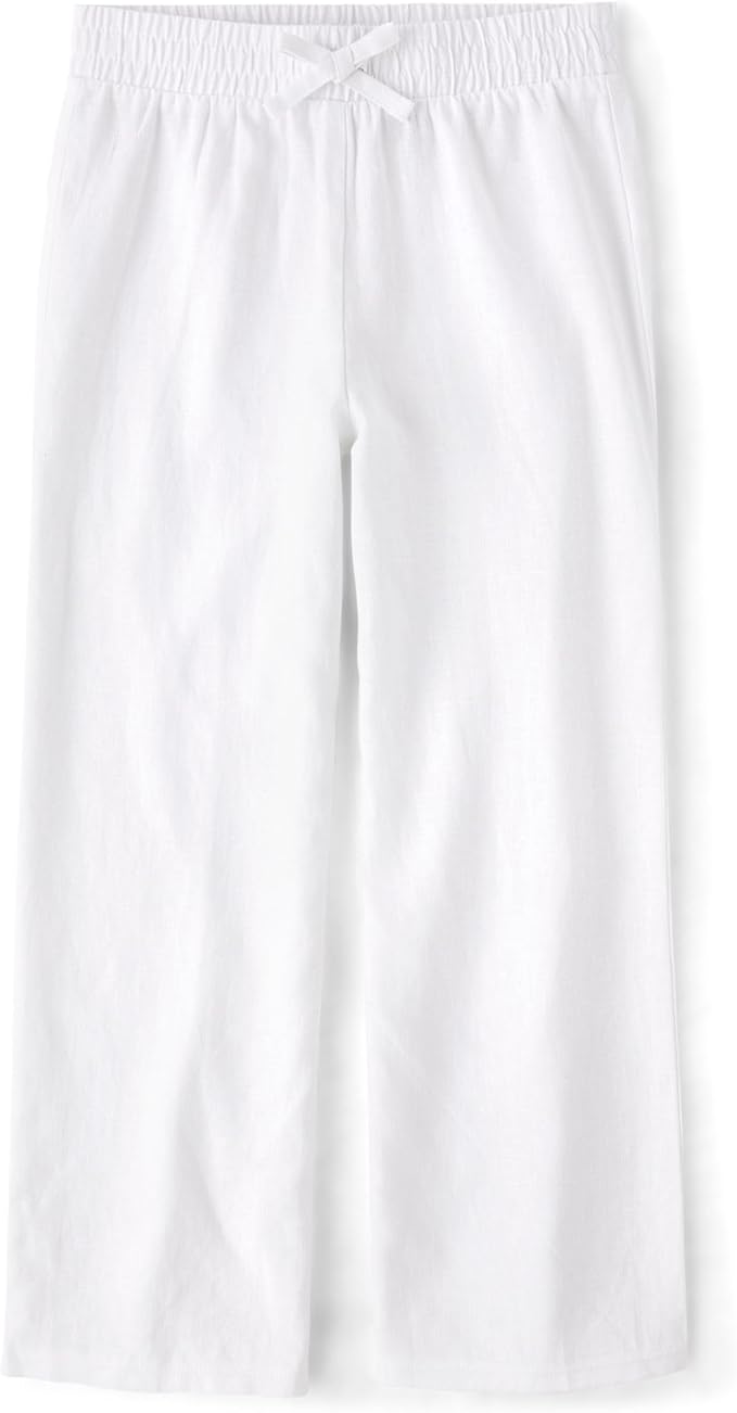 Atlantic Favorites Girls' Linen-Blend Wide Leg Beach Pants 8946