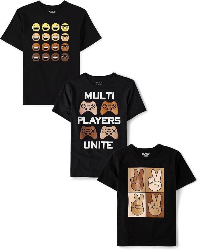 Atlantic Favorites Boys' Assorted Everyday Short Sleeve Graphic T-Shirts, Multipack 1557