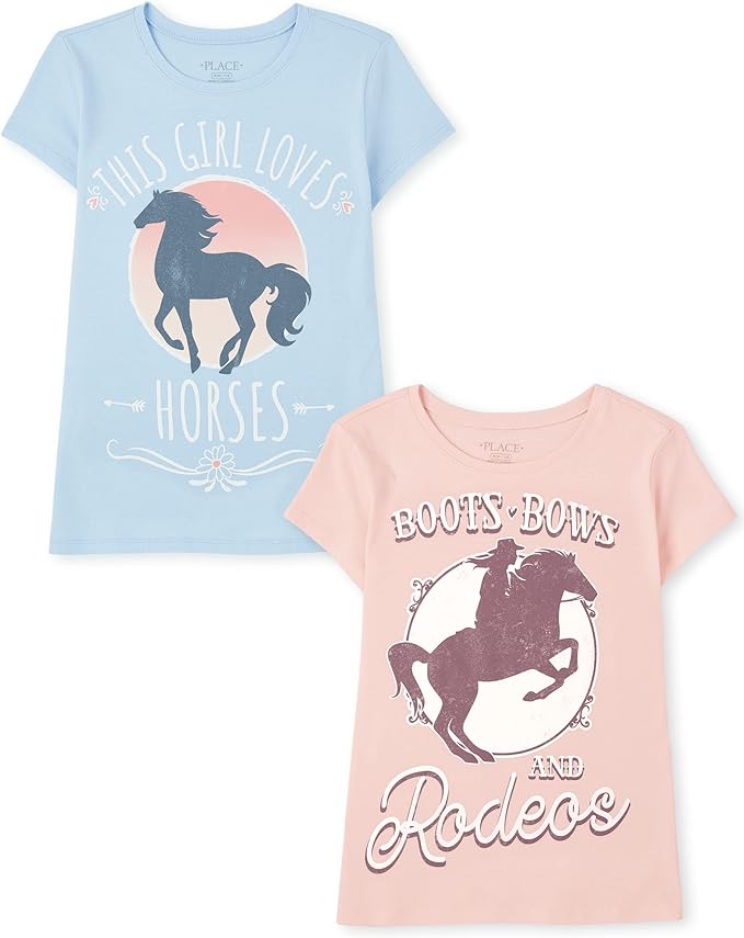 Atlantic Favorites Girls' Animal Short Sleeve Graphic T-Shirts, Multipack 8510