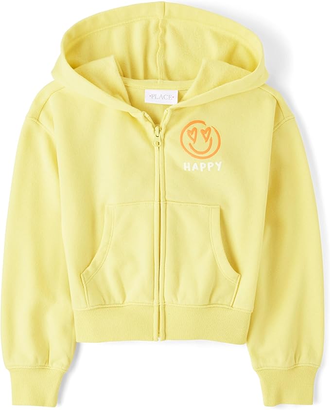 Atlantic Favorites Girls' Long Sleeve Fleece Hooded Zip Up 9928