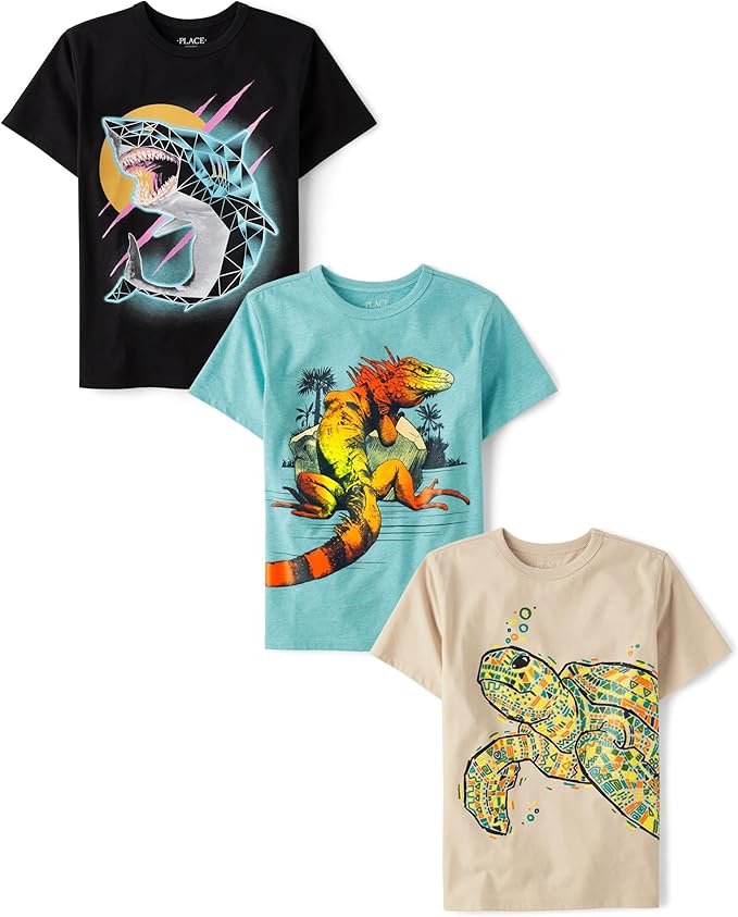 Atlantic Favorites Boys' Assorted Everyday Short Sleeve Graphic T-Shirts, Multipack 3482