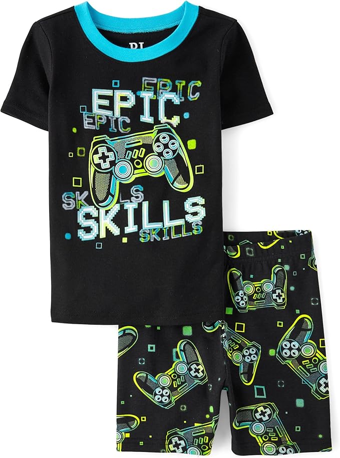 Atlantic Favorites Boys' 100% Cotton Short Sleeve Top and Pants,2 Piece Pajama Set 9114