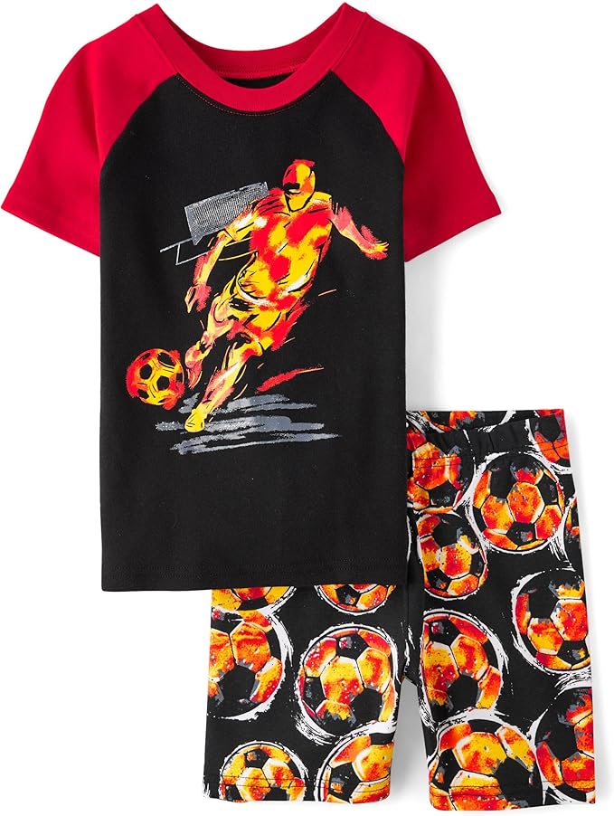 Atlantic Favorites Boys Sleeve Top and Shorts Snug Fit 100% Cotton 2 Piece Pajama Set 9945