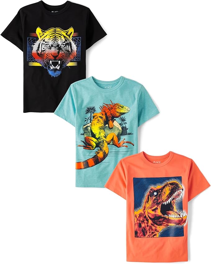 Atlantic Favorites Boys' Assorted Everyday Short Sleeve Graphic T-Shirts, Multipack 6398