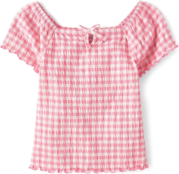 Atlantic Favorites Girls' Smocked Short Sleeve Tops 4987