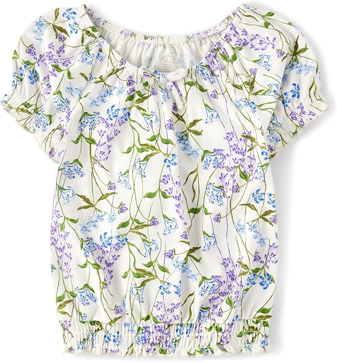 Atlantic Favorites Girls' Smocked Short Sleeve Tops 5774
