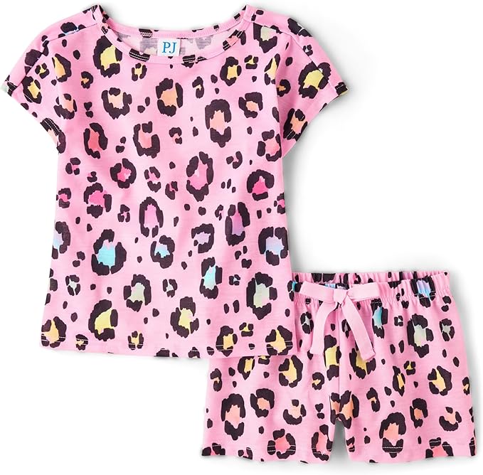 Atlantic Favorites Girls Sleeve Top and Shorts,2 Piece Pajama Set 5613