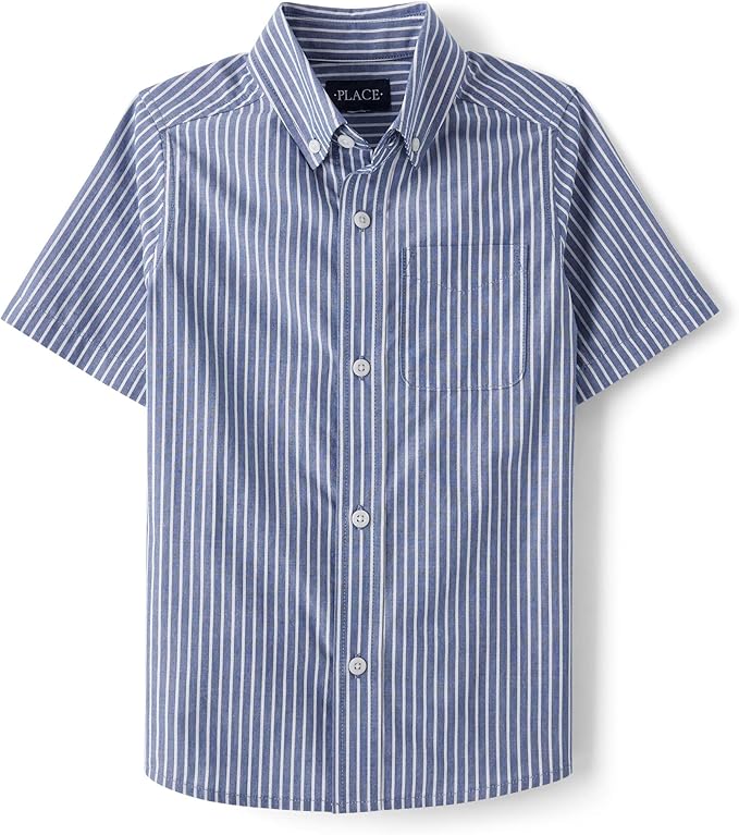 Atlantic Favorites Boys' Short Sleeve Poplin Button Down Shirt 1737