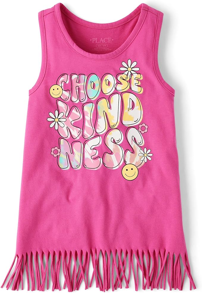 Atlantic Favorites Girls' Graphic Fringe Tank Tops 3098