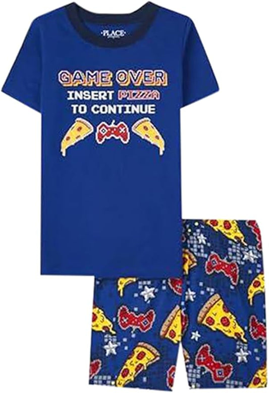 Atlantic Favorites Boys Sleeve Top and Shorts Snug Fit 100% Cotton 2 Piece Pajama Set 7286