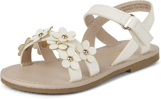 Atlantic Favorites Girl's Baby Toddler Flat Sandals with Adjustable Ankle Strap Slipper 8422