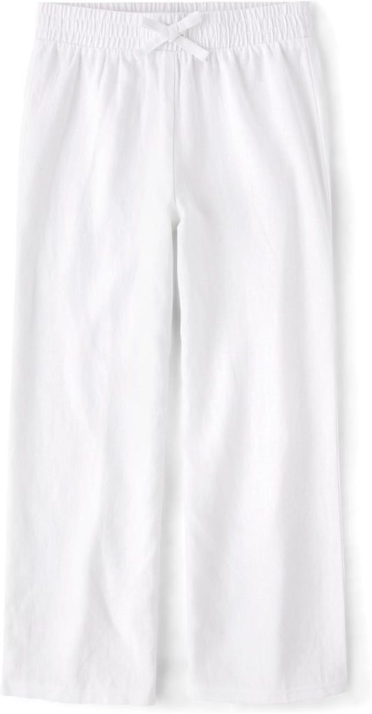 Atlantic Favorites Girls' Linen-Blend Wide Leg Beach Pants 8946