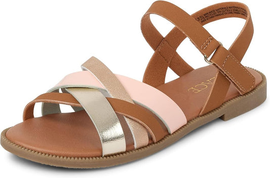 Atlantic Favorites Girls Flat Sandals with Adjustable Ankle Strap 4376