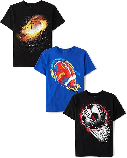 Atlantic Favorites Boys' Sports Short Sleeve Graphic T-Shirts, Multipack 9500