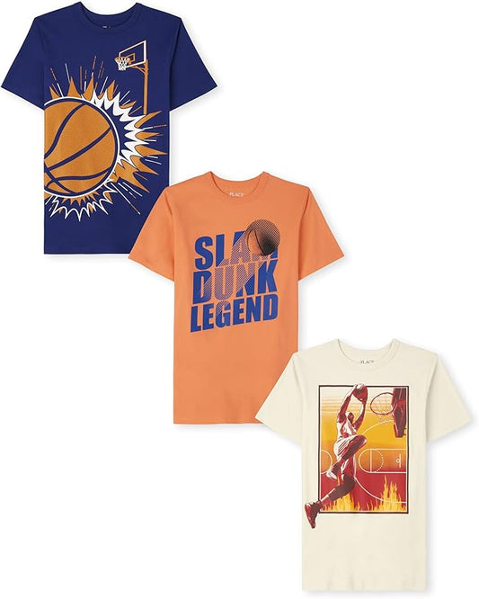 Atlantic Favorites Boys' Sports Short Sleeve Graphic T-Shirts, Multipack 6103