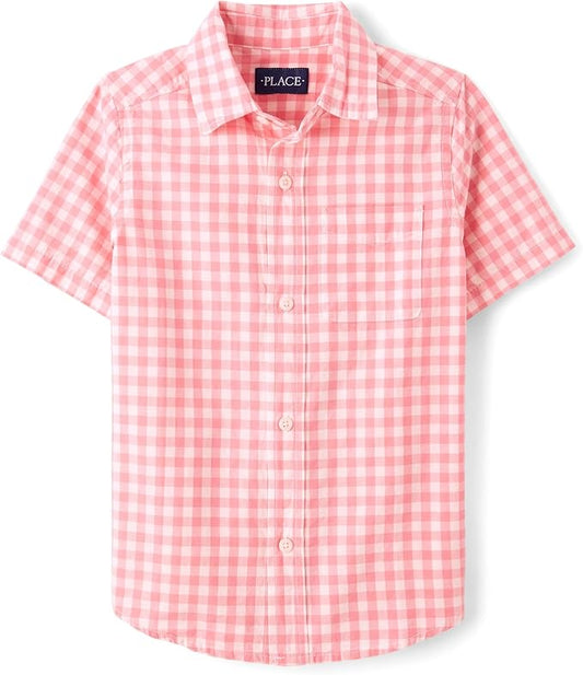 Atlantic Favorites Boys' Short Sleeve Poplin Button Down Shirt 1793