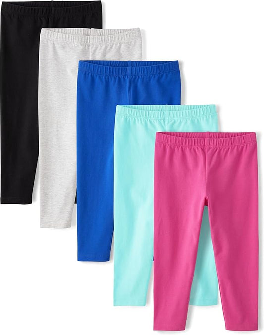 Atlantic Favorites,Girls,Assorted Everyday Capri Leggings,Solid Multicolor 5-Pack,Large 5309