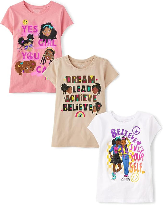 Atlantic Favorites Girls' Kindness, Love, Equality Short Sleeve Graphic T-Shirts,multipacks 9043