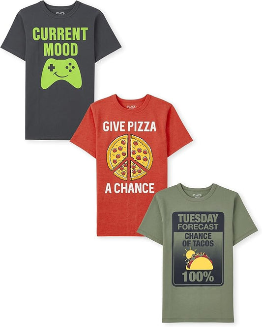 Atlantic Favorites Boys' Assorted Everyday Short Sleeve Graphic T-Shirts, Multipack 3909