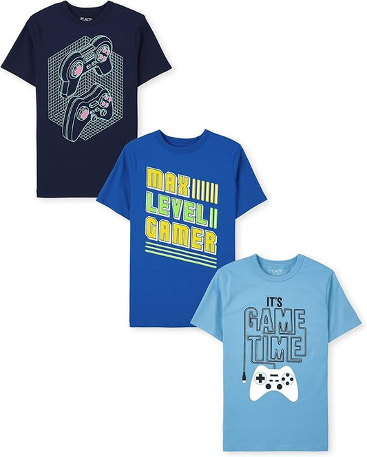 Atlantic Favorites Boys' Gamer Short Sleeve Graphic T-Shirts, Multipack 8486