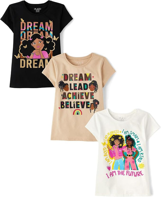 Atlantic Favorites Girls' Kindness, Love, Equality Short Sleeve Graphic T-Shirts,multipacks 3655