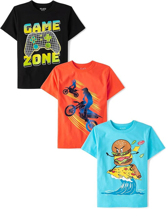 Atlantic Favorites Boys' Gamer Short Sleeve Graphic T-Shirts, Multipack 9012
