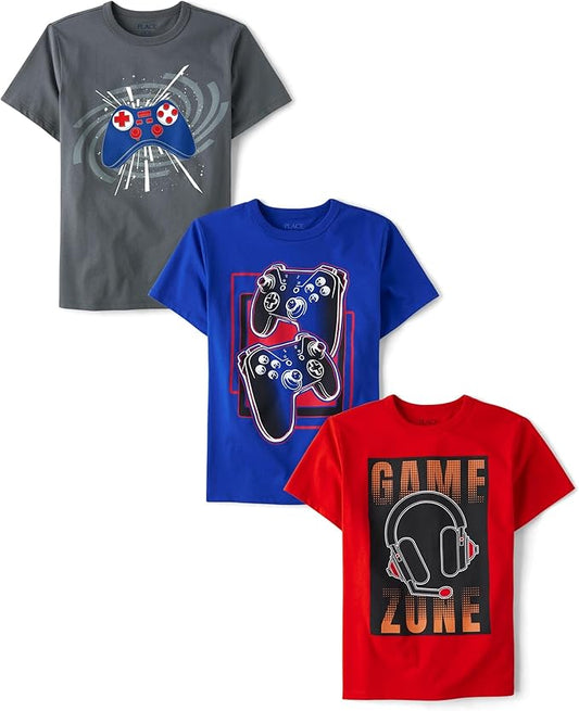Atlantic Favorites Boys' Gamer Short Sleeve Graphic T-Shirts, Multipack 6545