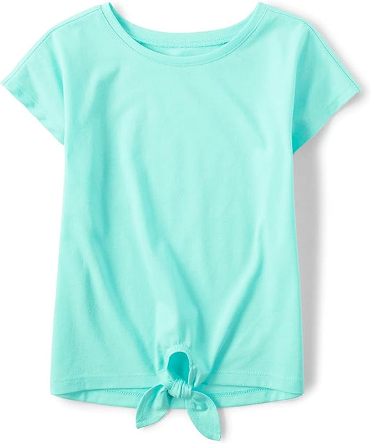 Atlantic Favorites Girls' Short Sleeve Tie Front Top 1690