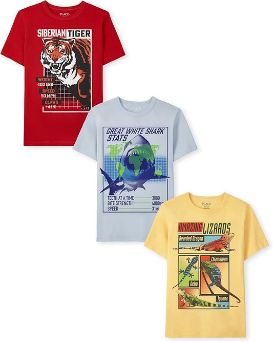 Atlantic Favorites Boys' School Days Short Sleeve Graphic T-Shirts, Multipack 2159