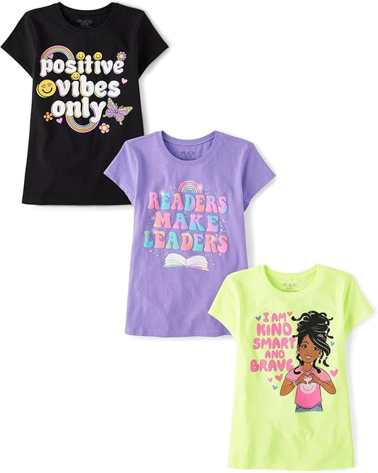 Atlantic Favorites Girls' Kindness, Love, Equality Short Sleeve Graphic T-Shirts,multipacks 7742