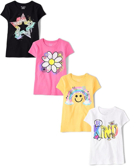 Atlantic Favorites Girls' Assorted Everyday Short Sleeve Graphic T-Shirts,multipacks 6271