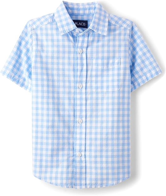 Atlantic Favorites Boys' Short Sleeve Poplin Button Down Shirt 6604