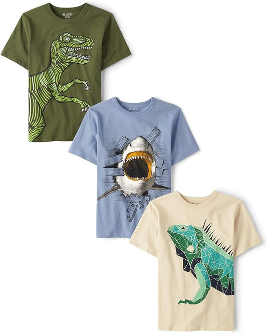 Atlantic Favorites Boys' Assorted Everyday Short Sleeve Graphic T-Shirts, Multipack 2664