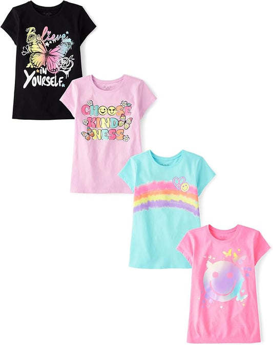 Atlantic Favorites Girls' Kindness, Love, Equality Short Sleeve Graphic T-Shirts,multipacks 6235