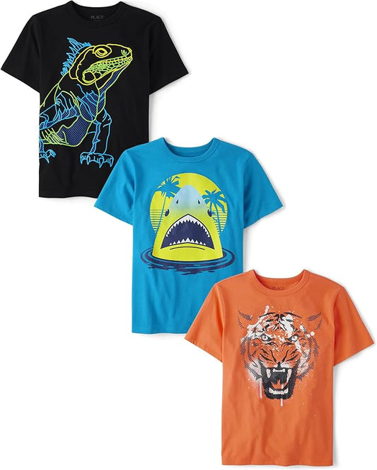 Atlantic Favorites Boys' Assorted Everyday Short Sleeve Graphic T-Shirts, Multipack 2467