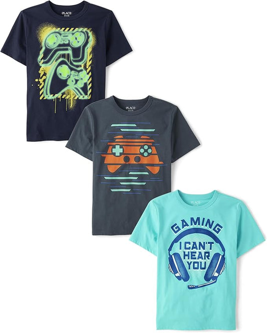 Atlantic Favorites Boys' Gamer Short Sleeve Graphic T-Shirts, Multipack 1213