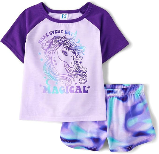 Atlantic Favorites Girls Sleeve Top and Shorts,2 Piece Pajama Set 4735