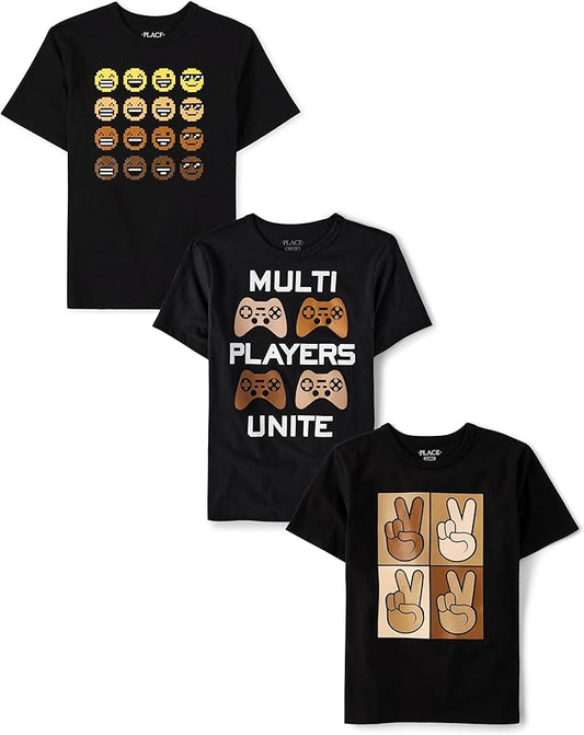 Atlantic Favorites Boys' Assorted Everyday Short Sleeve Graphic T-Shirts, Multipack 1557