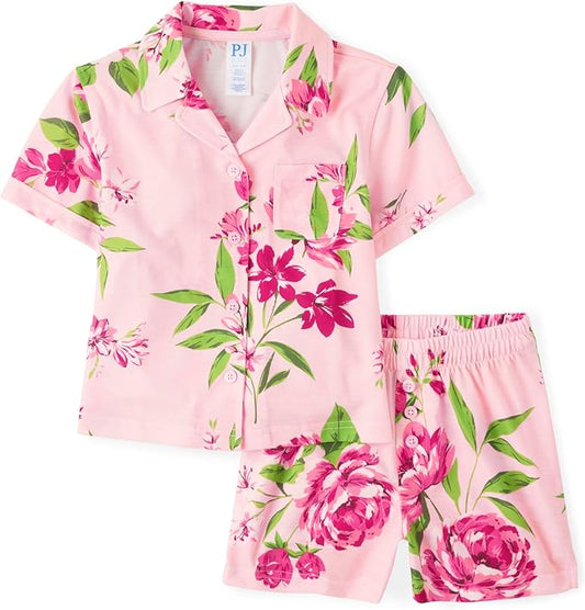 Atlantic Favorites Girls Sleeve Top and Shorts,2 Piece Pajama Set 3349