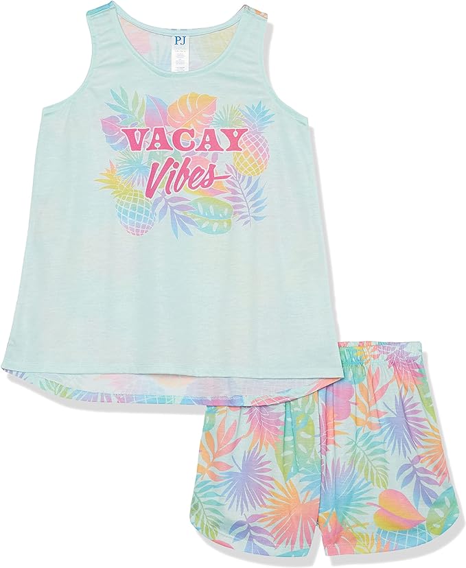 Atlantic Favorites Girls' Sleeveless Tank Top and Short 2 Piece Pajama Set 5514