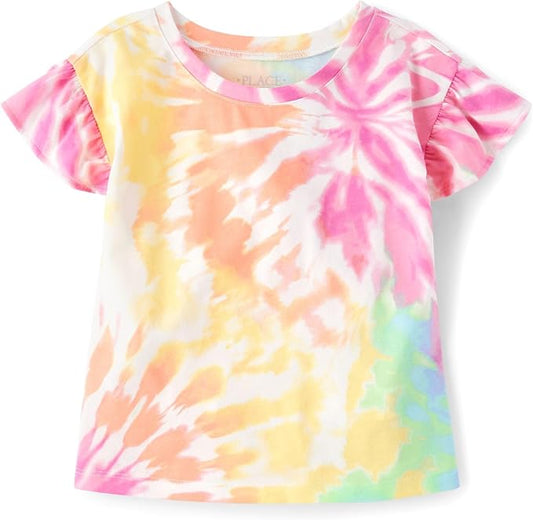 Atlantic Favorites Girls' Short Sleeve Ruffle Print Top 7238