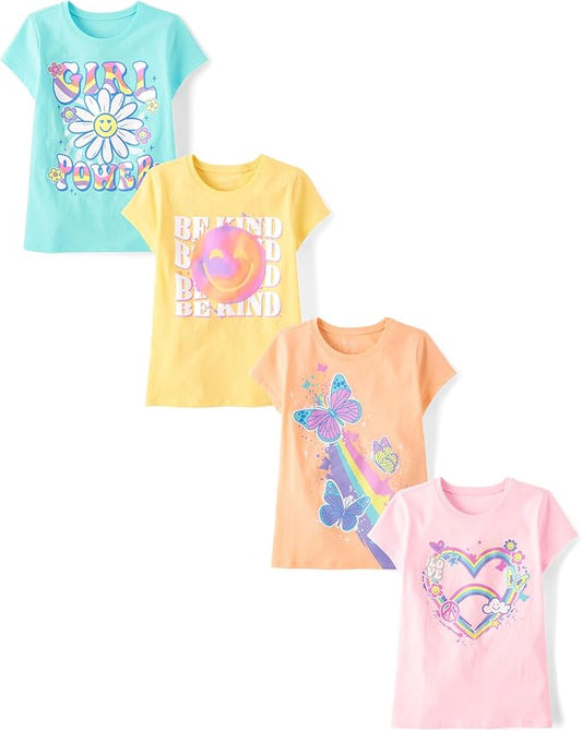Atlantic Favorites Girls' Kindness, Love, Equality Short Sleeve Graphic T-Shirts,multipacks 3980
