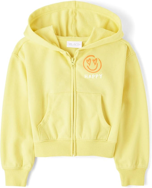 Atlantic Favorites Girls' Long Sleeve Fleece Hooded Zip Up 9928