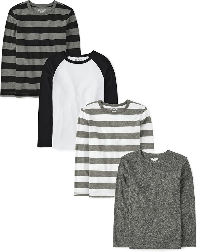 Atlantic Favorites Boys' Long Sleeve Knit Shirts 4-Pack 1613