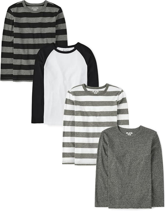 Atlantic Favorites Boys' Long Sleeve Knit Shirts 4-Pack 1613