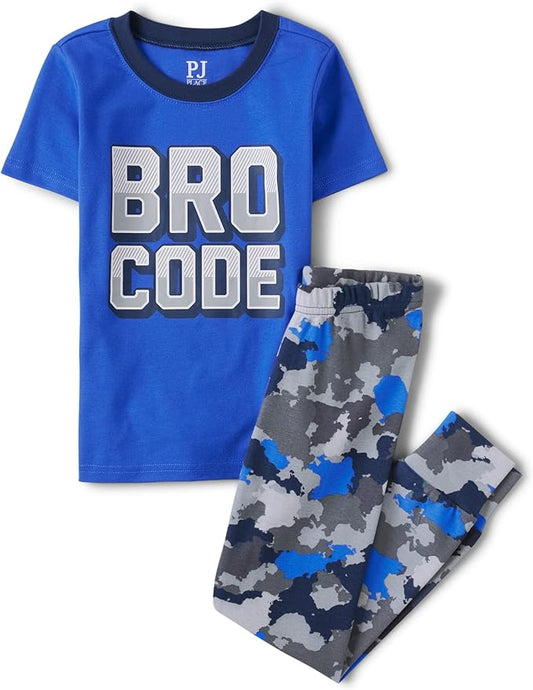 Atlantic Favorites Boys' Snug Fit 100% Cotton Short Sleeve Top and Pants 2 Piece Pajama Set 8844
