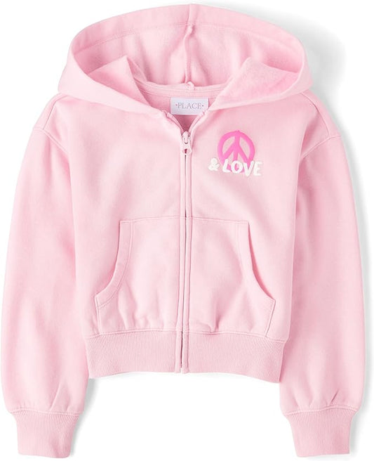 Atlantic Favorites Girls' Long Sleeve Fleece Hooded Zip Up 1640