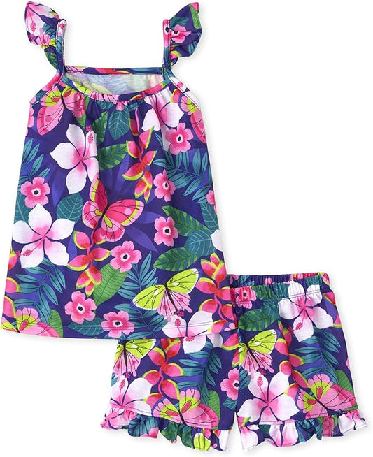 Atlantic Favorites Girls' Sleeveless Tank Top and Short 2 Piece Pajama Set 5011