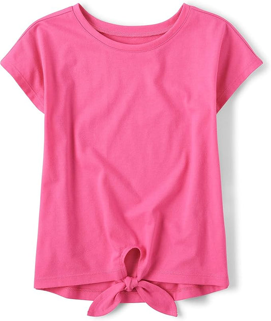 Atlantic Favorites Girls' Short Sleeve Tie Front Top 4233